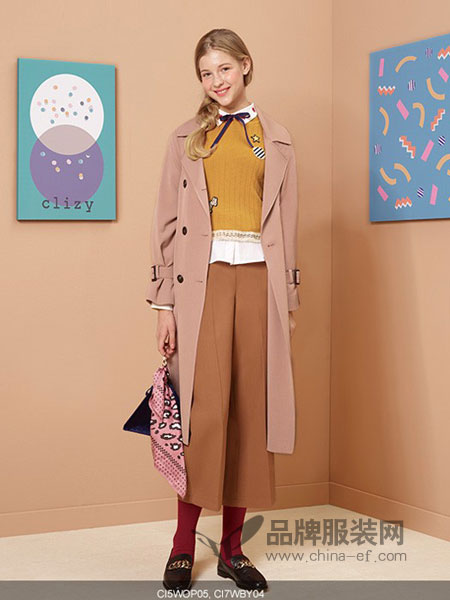THE CLIZY女装品牌2018冬季韩版双面呢子大衣外套